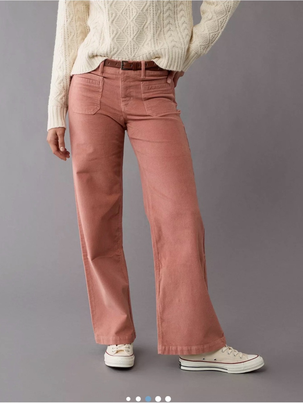 American Eagle Stretch Corduroy Low-Rise Baggy Wide-Leg Pant Rose size 2 short